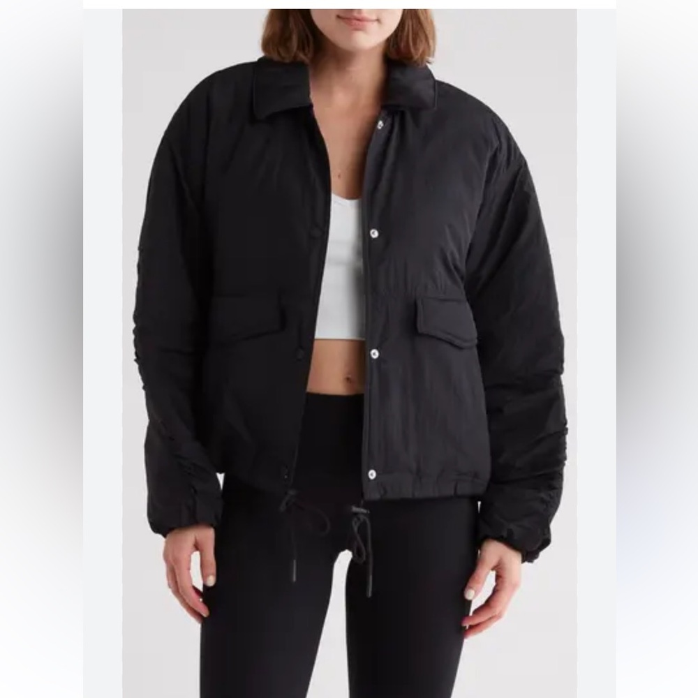 Free People: Off The Bleachers Coaches Jacket - Black NWOT Large - Picture 5 of 13